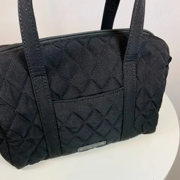 🌹Vera Bradley Mini Satchel Purse Bag Black Microfiber - Picture 5 of 5